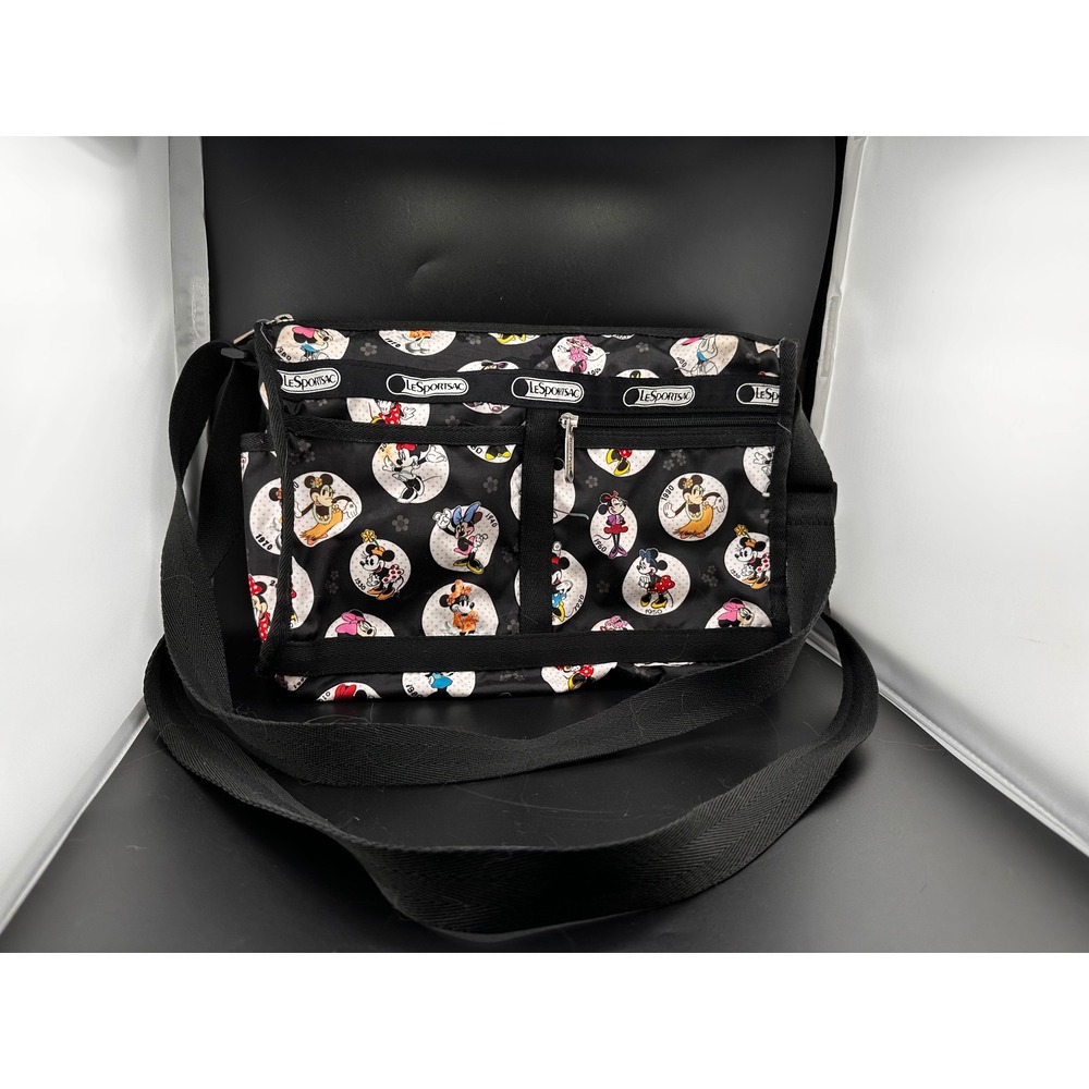 LeSportsac Disney Minnie Mouse Through The Years Black Crossbody Purse RETIRED